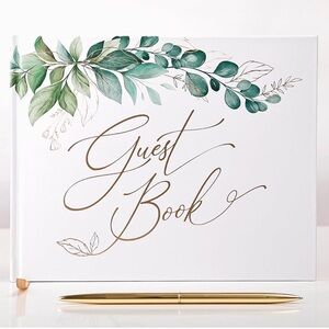 Elegant Guest Book with Gold Pen